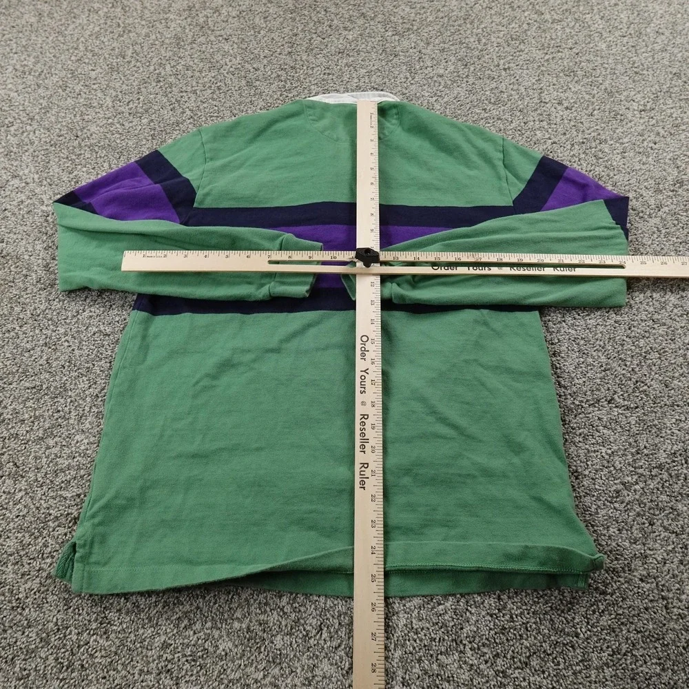 Gap Rugby Shirt‎ Mens S Green Purple Stripe Long Sleeve Polo Casual Preppy Y2K